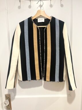 Sandro Striped Tweed Jacket 36 Small 4